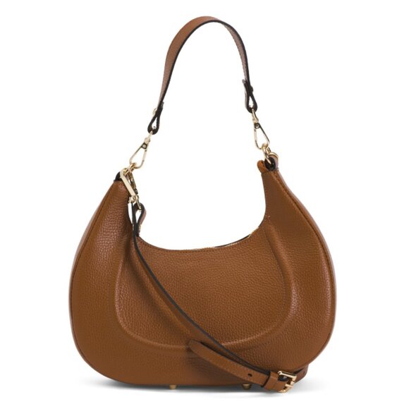 LA VIA Cuoio Made In Italy Leather Half Moon Satchel - Picture 1 of 2